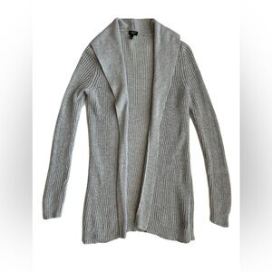 Talbots Women's Gray Lambswool Open‎ Knit Cardigan Sweater Small Petite